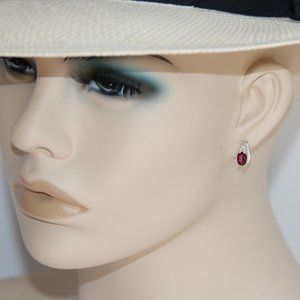 NVC Sterling Silver Garnet & CZ Earrings